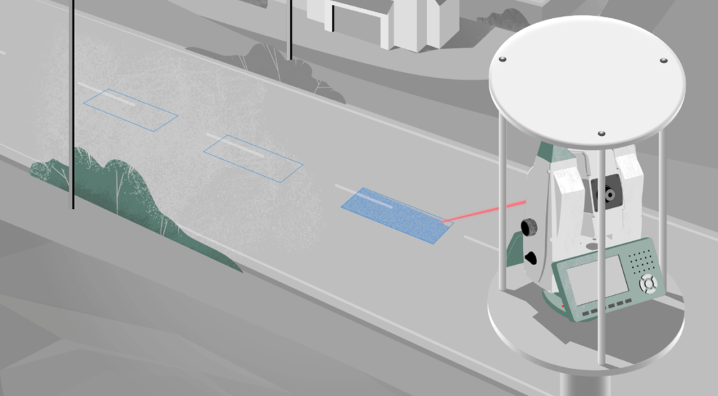 total station completing automated monitoring of road structure